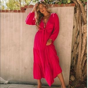 NWT, from VICI. CLAREMONT BEADED TIE FRONT SWISS DOT MAXI DRESS.. gorgeous on!!